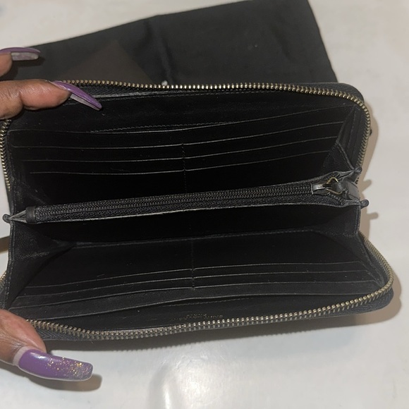 Saint Laurent Nailhead Studded Zip Around Black Leather Wallet - AS IS - Picture 7 of 9